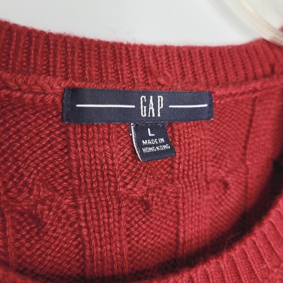 GAP Angora Blend Cable Knit Red Sweater Sz Large - Picture 3 of 6